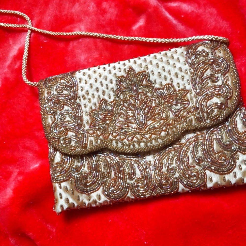 Gorgeous Golden Beaded Satchel